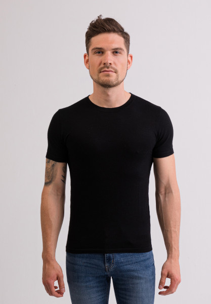 Kaschmir T-Shirt mit Rundhals schwarz