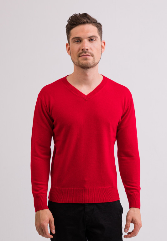 Kaschmir V-Ausschnitt Pullover rot
