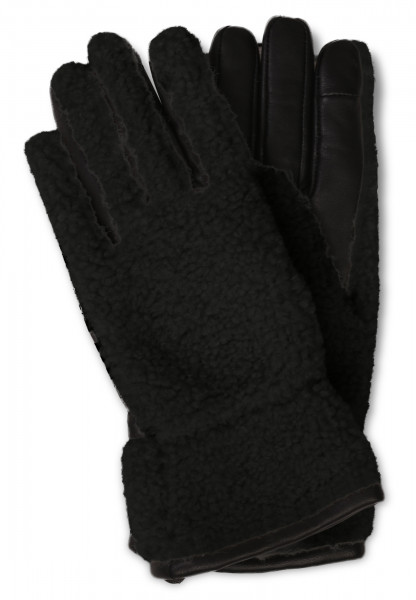 Retro-Fleece-Handschuhe mit Kaschmirfutter schwarz