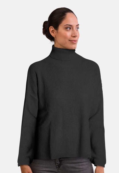 Wolle Kaschmir Oversize Style Rollkragen Pullover schwarz