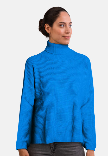Wolle Kaschmir Oversize Style Rollkragen Pullover azurblau