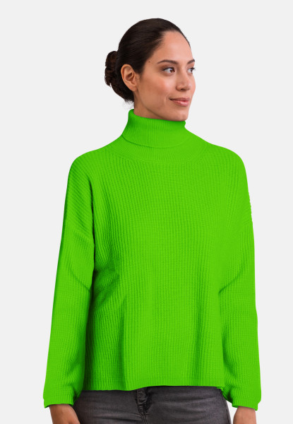 Wolle Kaschmir Oversize Style Rollkragen Pullover grün