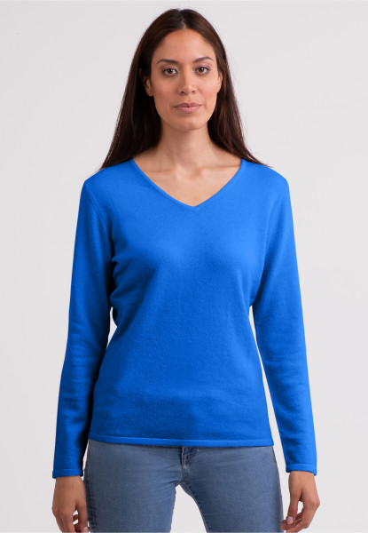 Kaschmir V-Ausschnitt Pullover dazzling blau
